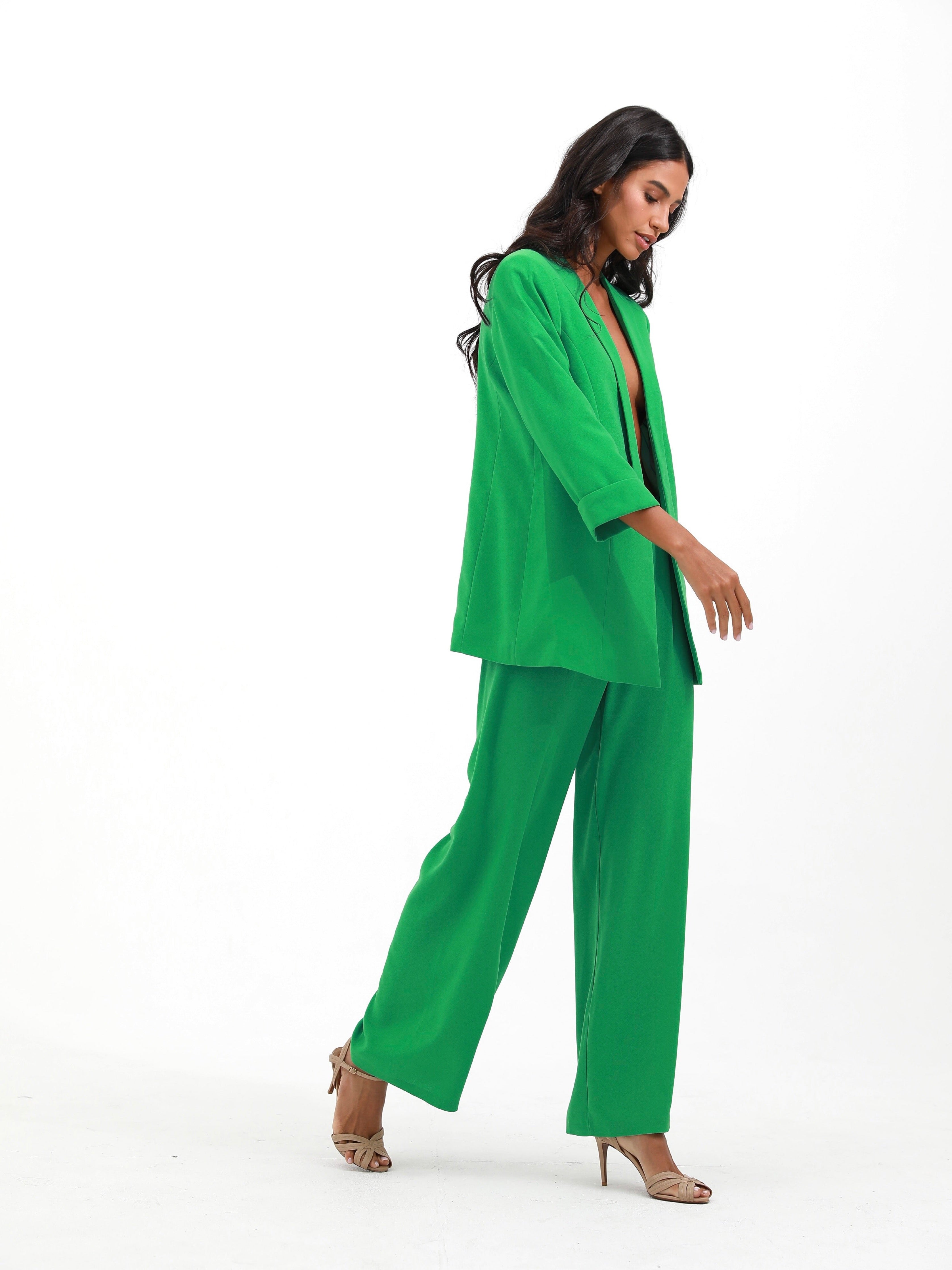 Green | women loose fit crepe suit | risska